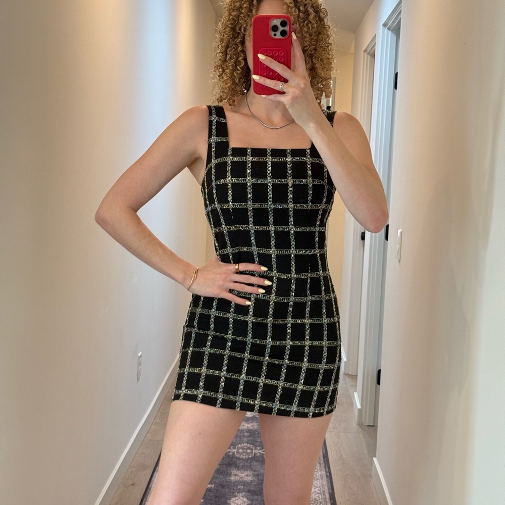 Chic Black and White Checkered Dress
